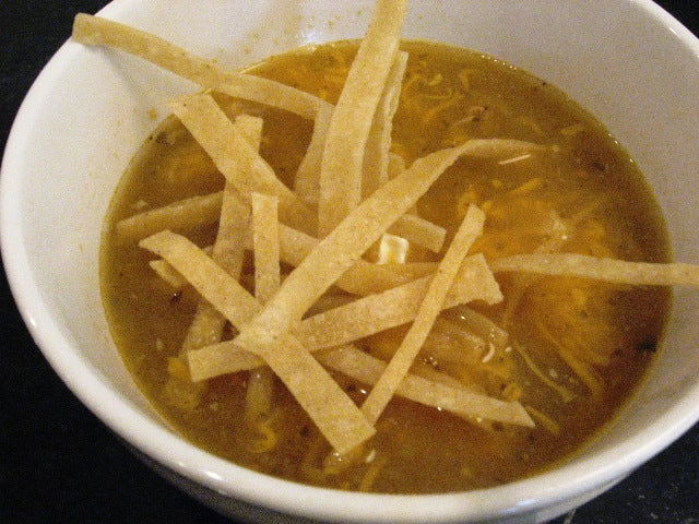 Southwest Chicken Soup & Homemade Tortilla Chips