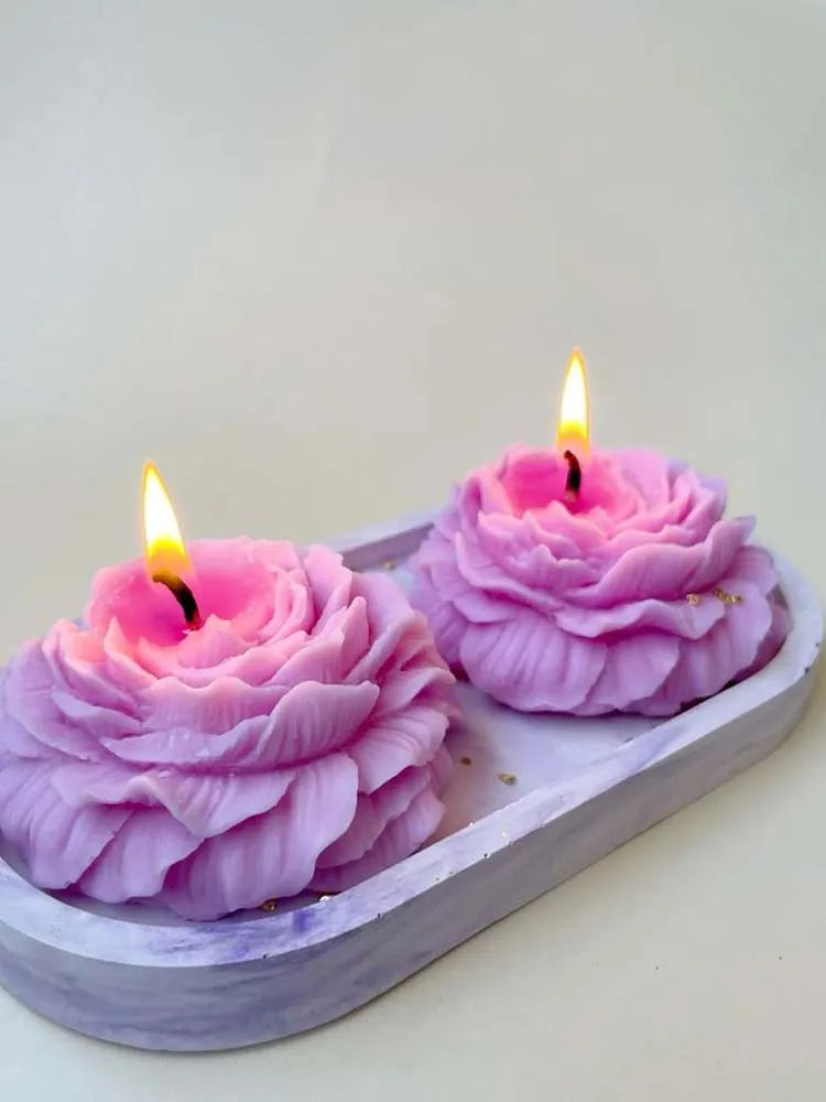 3D Peony Silicone Candle Mold Flower Aromatherapy Resin Soap