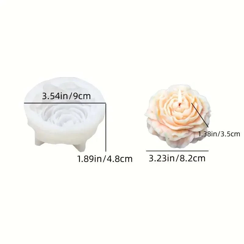 3D Peony Silicone Candle Mold Flower Aromatherapy Resin Soap