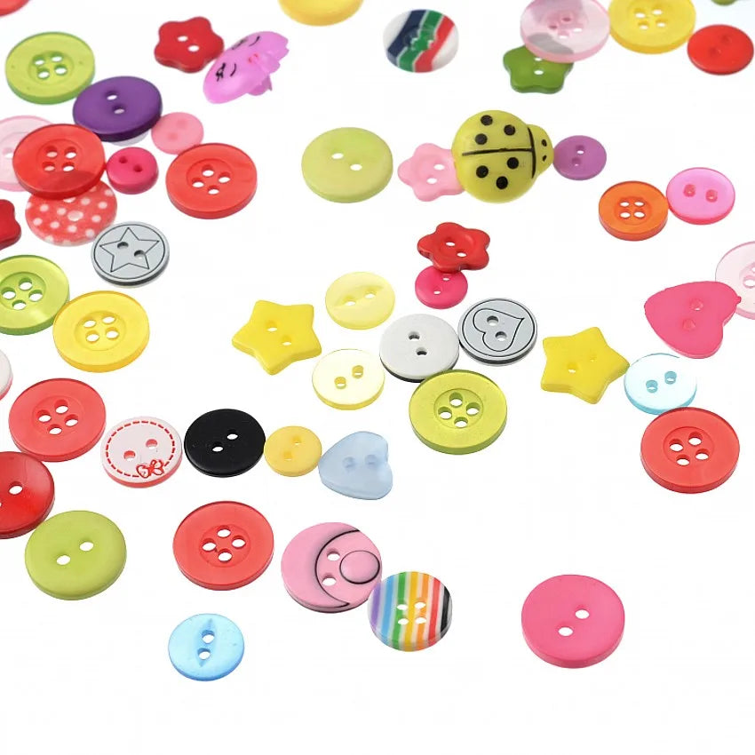 Mix-Shape Multicolor Buttons – Available in 20/50/100 Pack