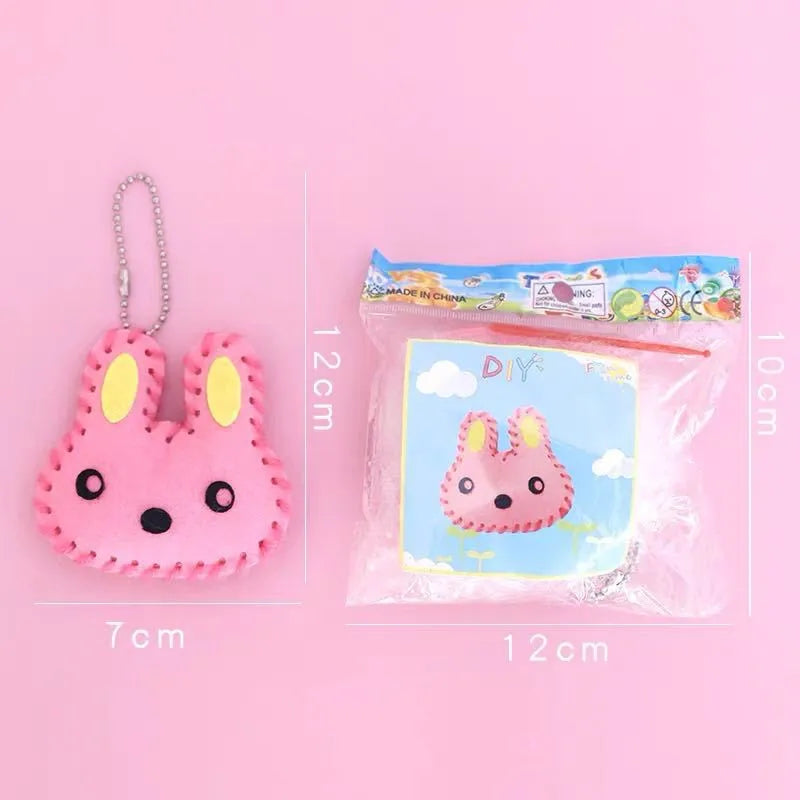 10Pcs Non-woven Pink Bag & Keychain DIY Children’s Handcraft Kits