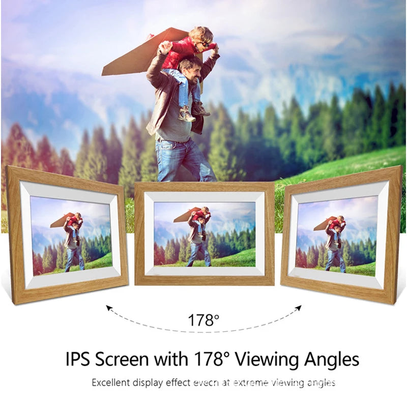 10.1 Inch WiFi Cloud Digital Photo Frame iOS/Android Remote Wooden Frame