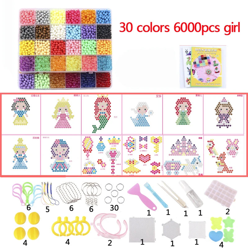 6000Pcs 24 Colors Water Spray Beads 3D Puzzle DIY Magic Toys