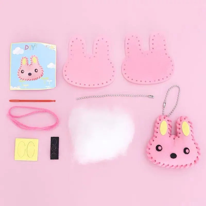 10Pcs Non-woven Pink Bag & Keychain DIY Children’s Handcraft Kits