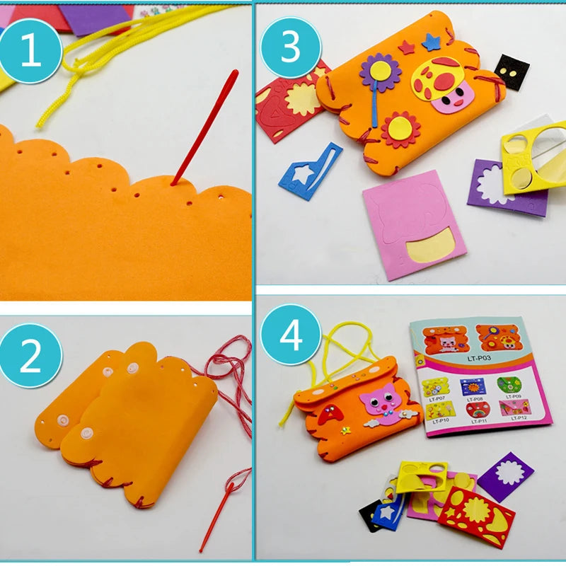 DIY Sew Your Own EVA Foam Purses 3D Gem Stickers Kids Craft