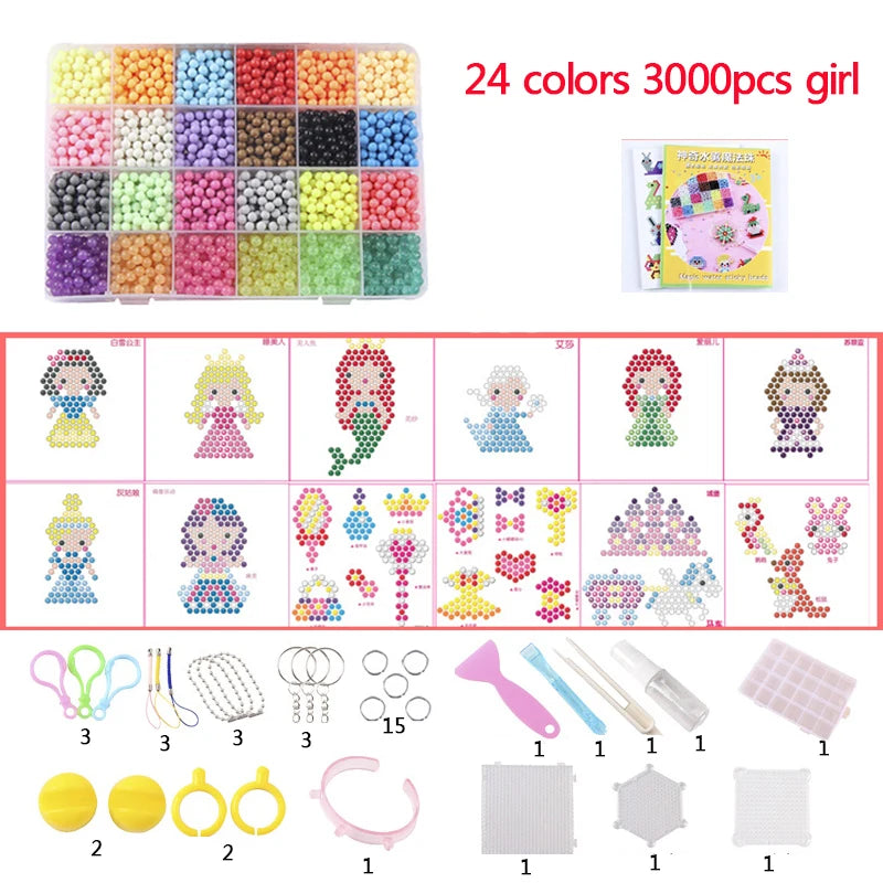 6000Pcs 24 Colors Water Spray Beads 3D Puzzle DIY Magic Toys