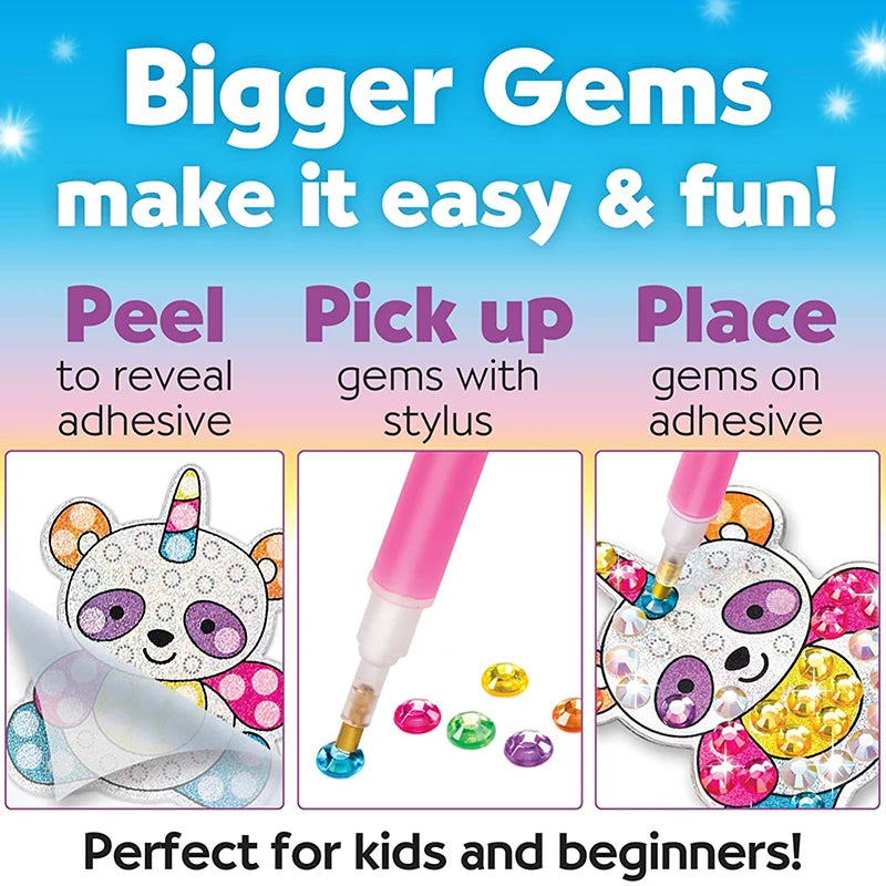 Kids Big Gem Diamond Painting Kit 12 Stickers 5D DIY Craft