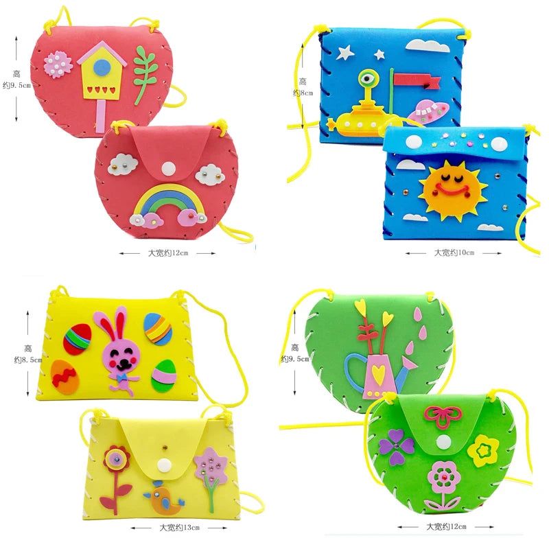 DIY Sew Your Own EVA Foam Purses 3D Gem Stickers Kids Craft