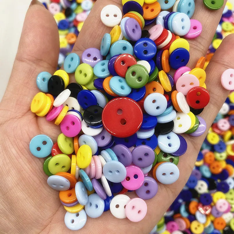 Double‑Eye Resin Sewing Buttons – 9/15mm Multicolor for Scrapbooking & DIY