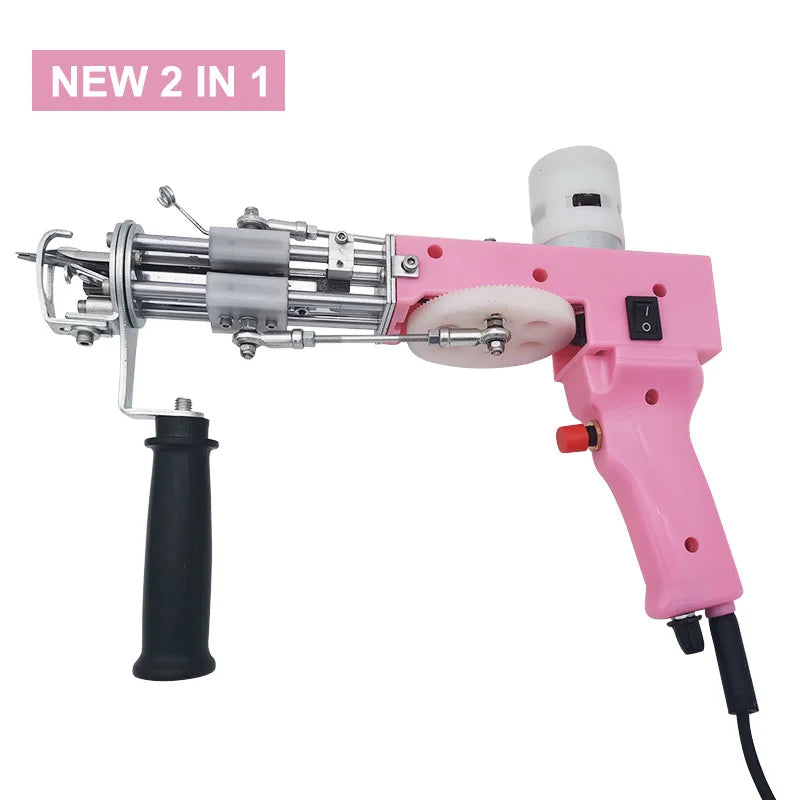 Electric Pink Tufting Gun – DIY Cut/Loop Pile Flocking Machine (100–240V)