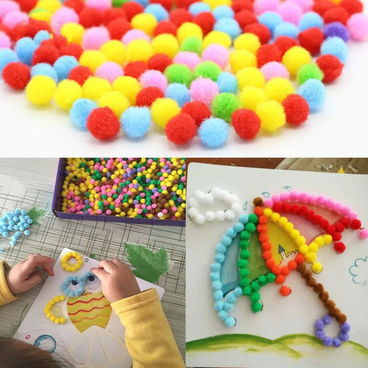 2Pcs Kids Plush Ball Painting Stickers DIY Educational Puzzles Crafts