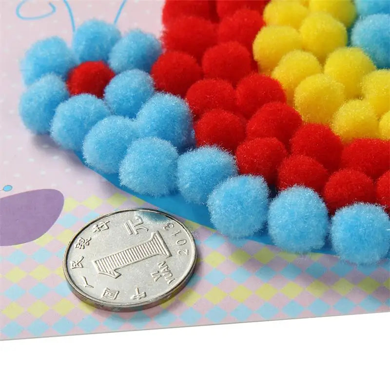 2Pcs Kids Plush Ball Painting Stickers DIY Educational Puzzles Crafts