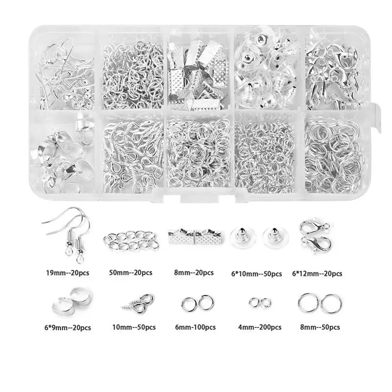 Jewelry Making Kit Box with Lobster Clasp, Jump Rings, Crimps & Beads