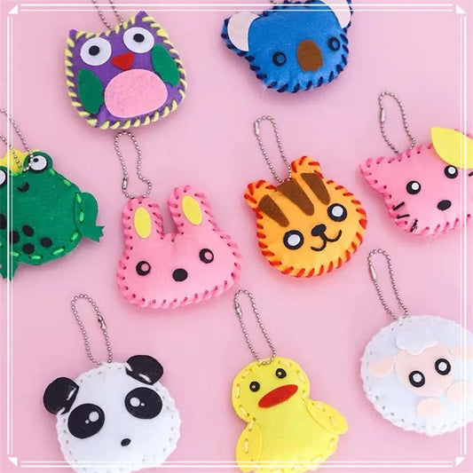 10Pcs Non-woven Pink Bag & Keychain DIY Children’s Handcraft Kits