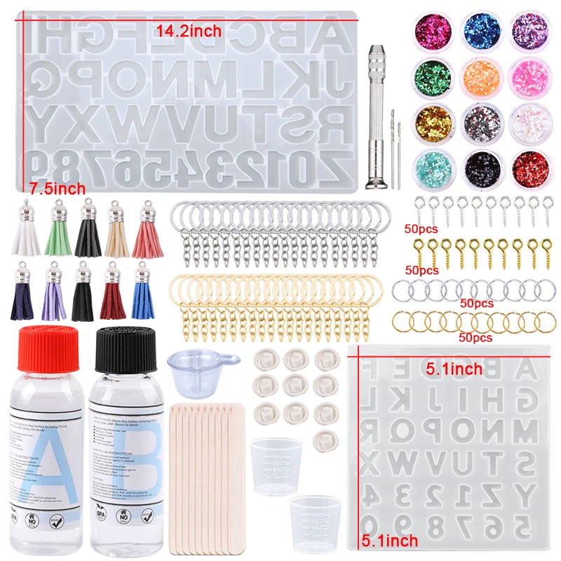 Epoxy Resin Glue & Silicone Mold Kit, Ideal for Earrings & Keychains