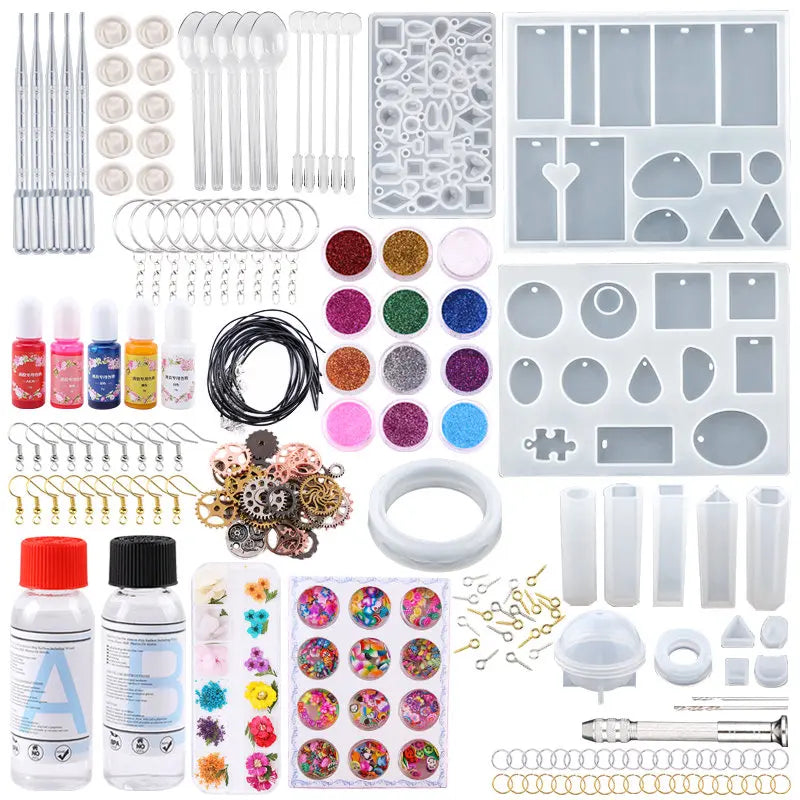 Epoxy Resin Glue & Silicone Mold Kit, Ideal for Earrings & Keychains