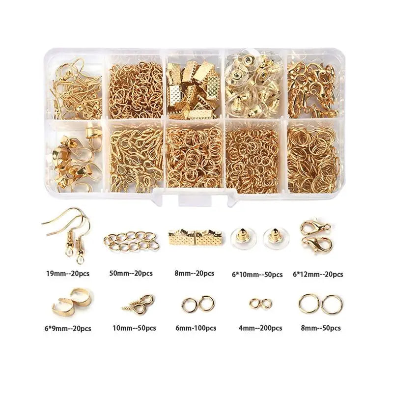 Jewelry Making Kit Box with Lobster Clasp, Jump Rings, Crimps & Beads