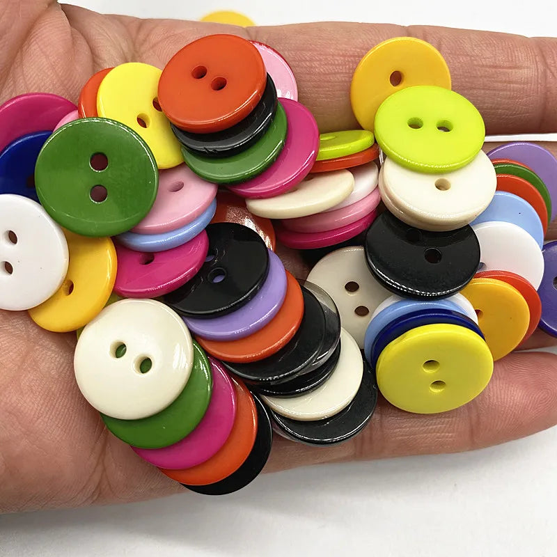 Double‑Eye Resin Sewing Buttons – 9/15mm Multicolor for Scrapbooking & DIY