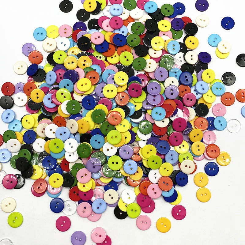 Double‑Eye Resin Sewing Buttons – 9/15mm Multicolor for Scrapbooking & DIY