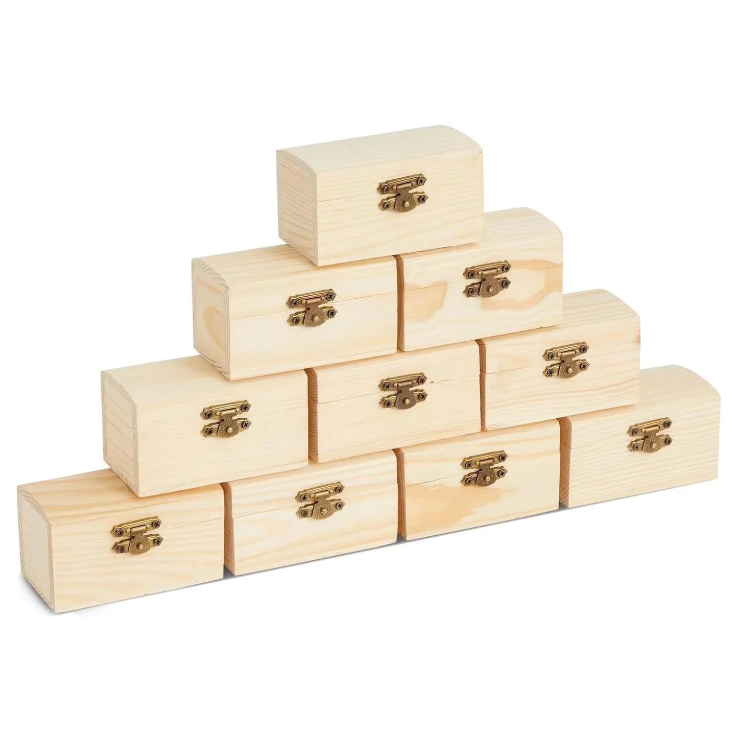 10‑Pack Small Wooden Boxes – Unfinished with Front Clasp for DIY Crafts & Party Decor