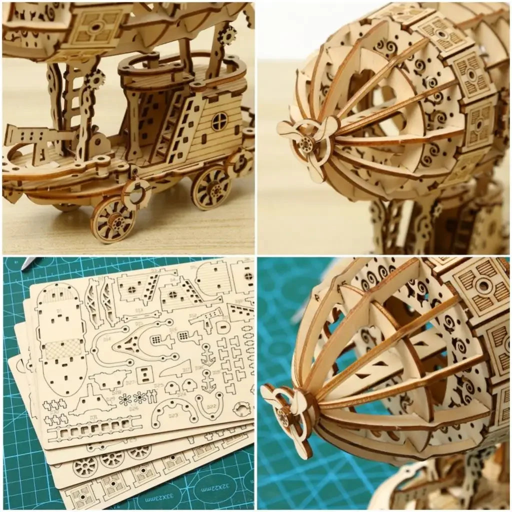 Creative Airship Wooden Model 3D Puzzle Kids & Adults DIY