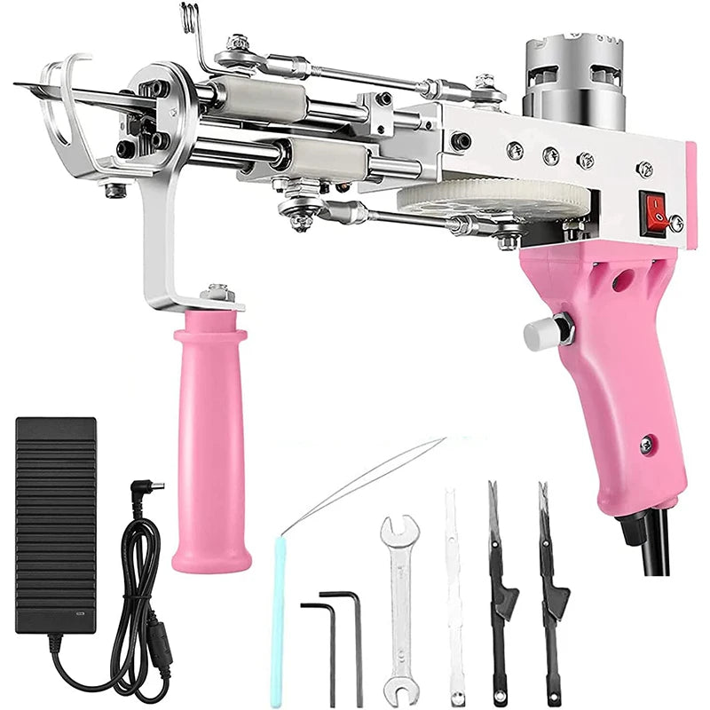 2-in-1 Pink Tufting Gun Kit with Yarn Trimmer & Cloth for Rug Making