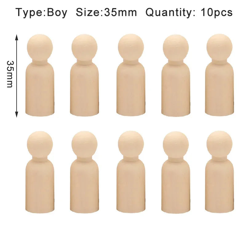 Wooden Peg Dolls – 2/5/10 pcs Unfinished for DIY Painting & Art Craft Decoration