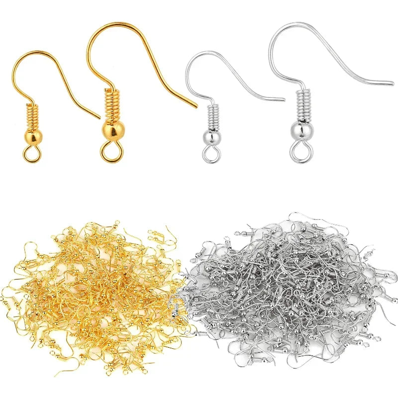 100/200-Pack Hypoallergenic Stainless Steel Earring Findings Kit with Clasps & Hooks