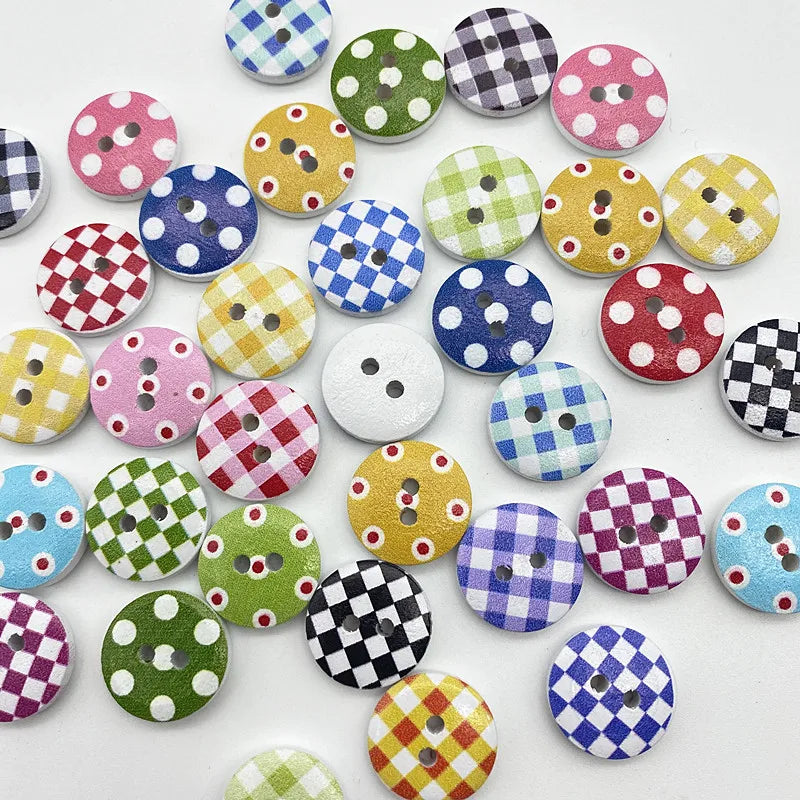 30-Pack Mixed Wood Buttons 15mm – Round & Monogrammed