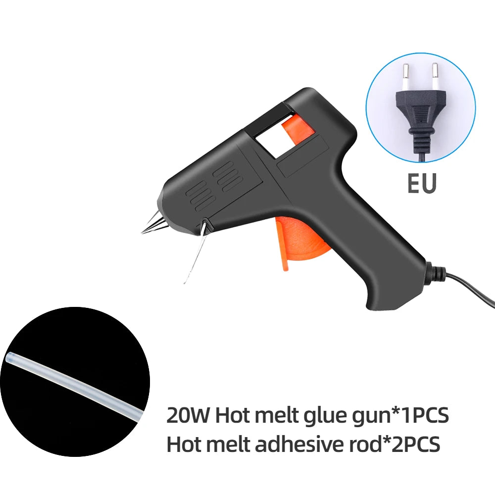 20W Hot Glue Gun Kit 7mm Sticks Temperature Adjustment Copper Nozzle