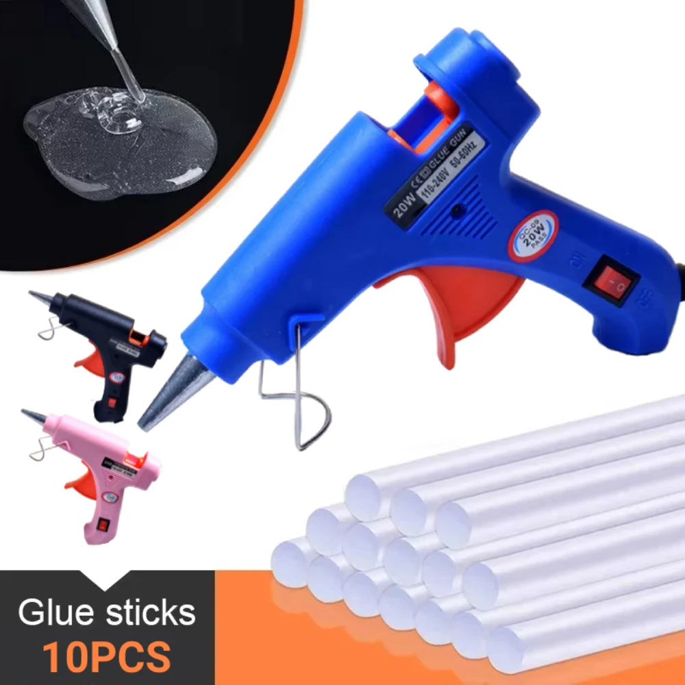 20W Hot Melt Glue Gun +10 Sticks DIY Household Industrial Crafts