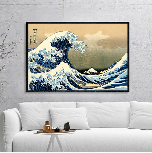 The Great Wave of Kanagawa Ukiyoe Canvas Print Japanese Vintage