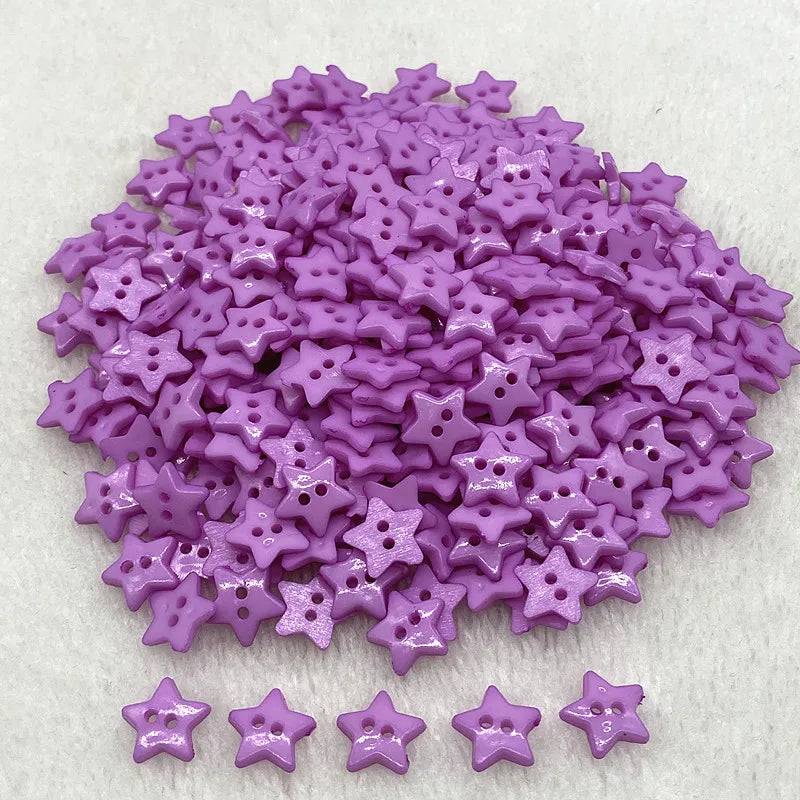 Five‑Pointed Star Resin Buttons – 12/15/20mm, Two‑Eye, Multicolor for Sewing & Scrapbooking