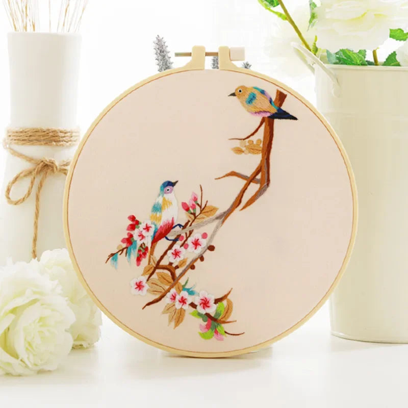 Birds Pattern Embroidery Kit for Beginners – DIY Cross Stitch Set