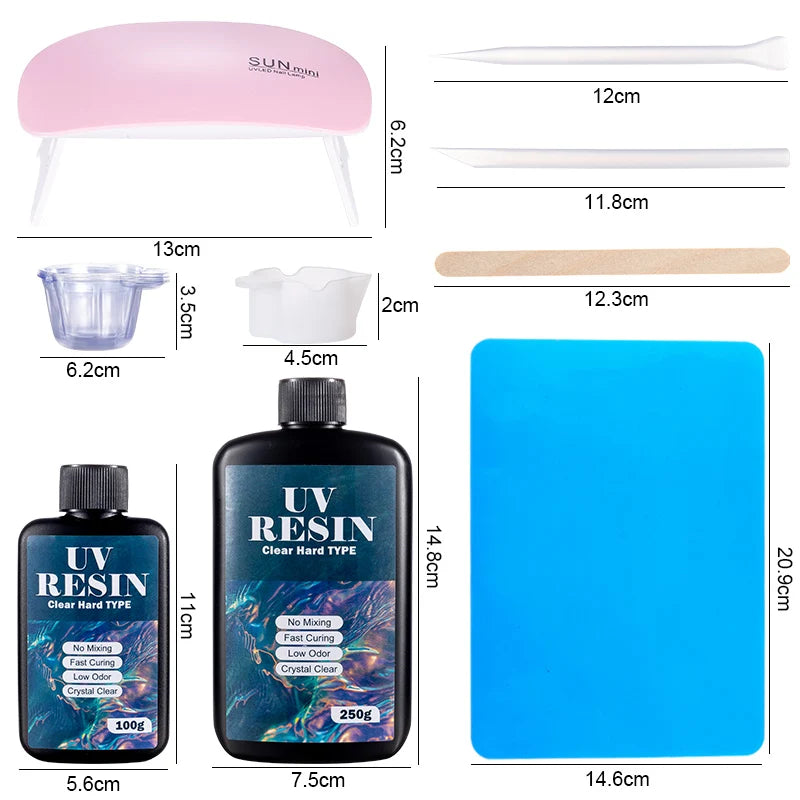 Hard UV Resin Glue Kit, Fast Curing with Mixing Tools for Beginners