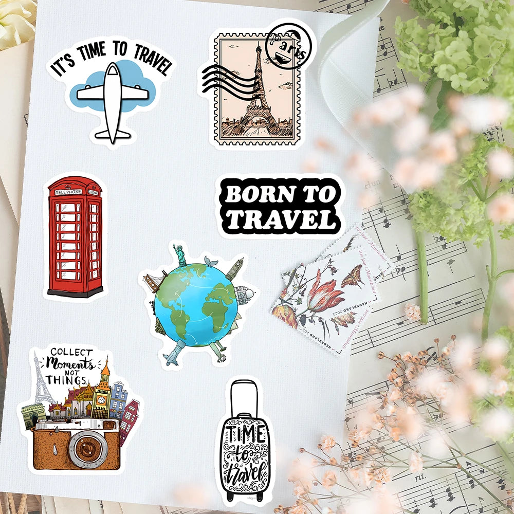 Travel Holiday Stickers DIY Waterproof Luggage Scrapbook