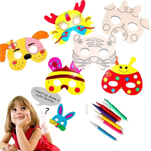 8Pcs Kids Cartoon Animal Painting Mask Kindergarten Graffiti Craft