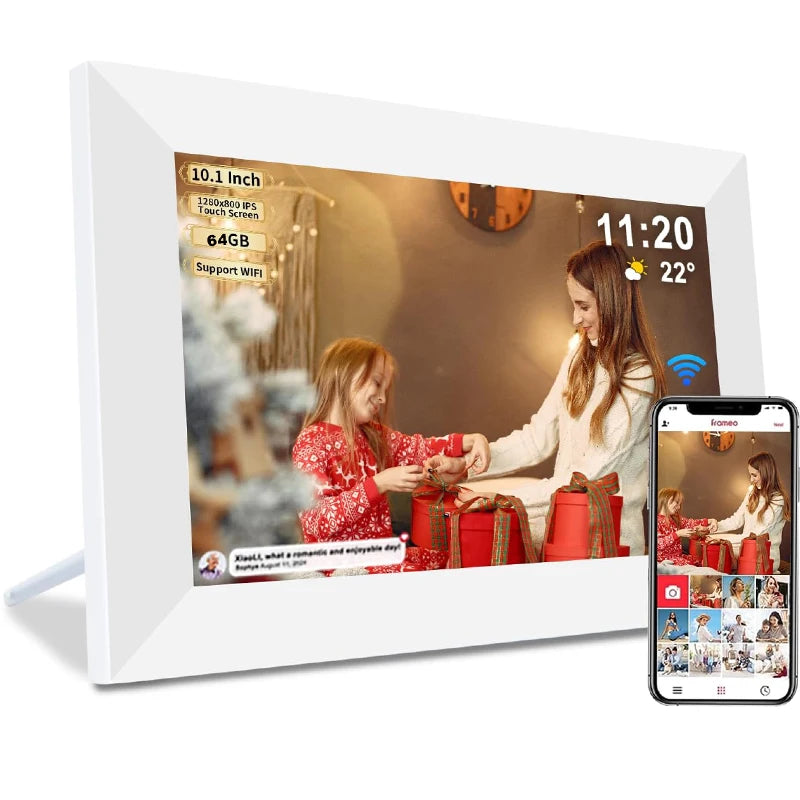 10.1‑Inch WiFi Digital Photo Frame with 32GB/64GB IPS Touch Screen