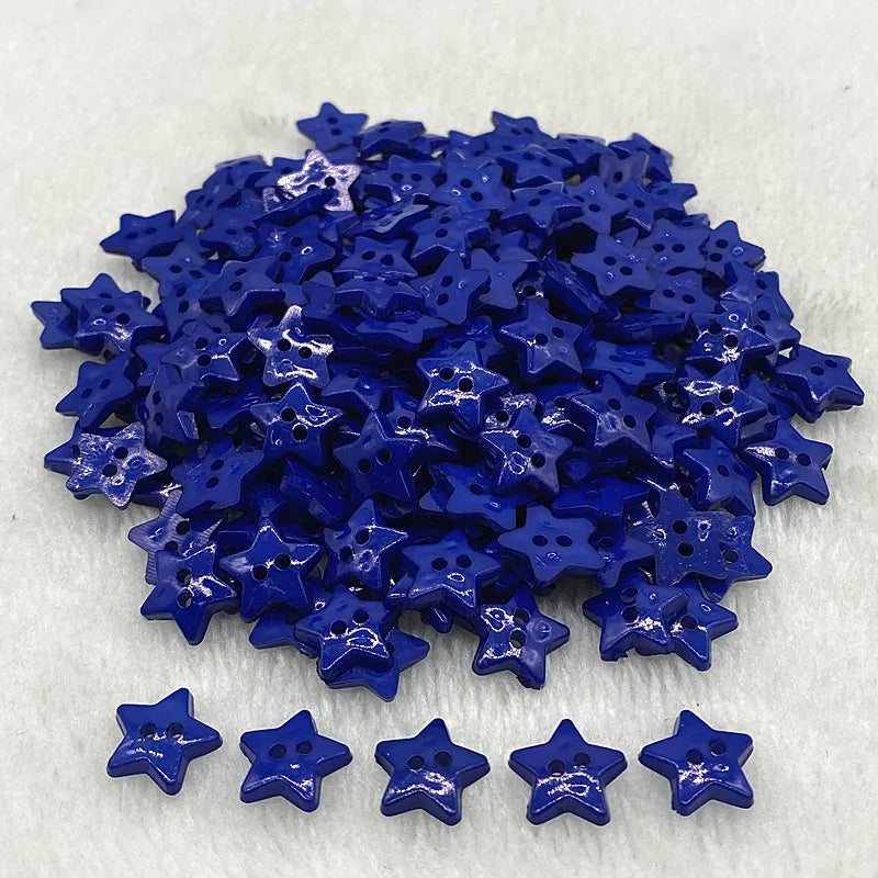 Five‑Pointed Star Resin Buttons – 12/15/20mm, Two‑Eye, Multicolor for Sewing & Scrapbooking