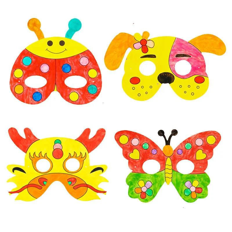 8Pcs Kids Cartoon Animal Painting Mask Graffiti Art Craft Gift