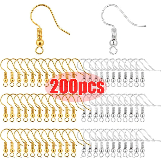 100/200pcs DIY Earring Findings Earrings Clasps Hooks Stainless Steel Hypoallergenic Earring Making Accessories Hook Earwire