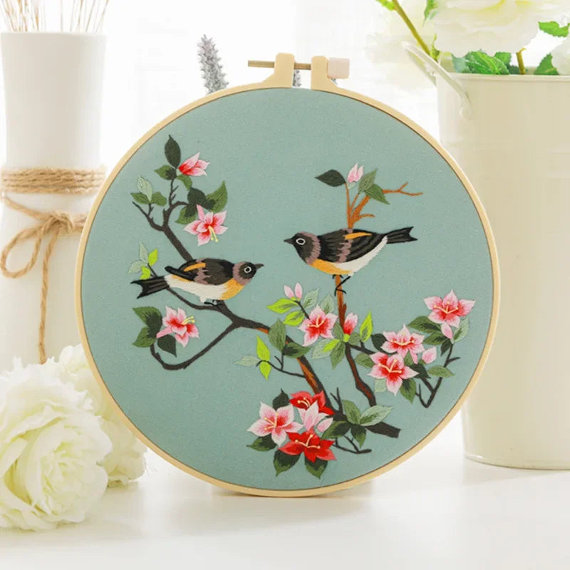 Birds Pattern Embroidery Kit for Beginners – DIY Cross Stitch Set