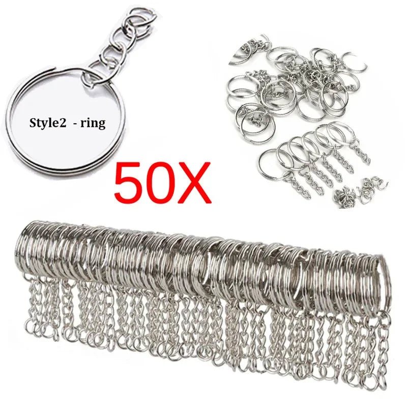 Metal Keychains with Split Ring – 10/50 pcs, Key Rings & Keyfob Holder for DIY