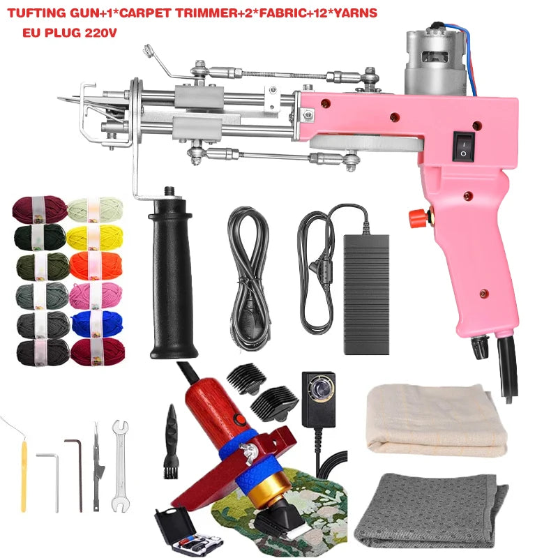 Upgraded 2-in-1 Tufting Gun – Cut/Loop Pile Rug Weaving Flocking Machine