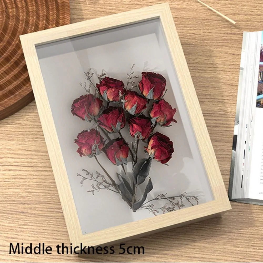 Floating Wood Deep Box Display Frame For Flowers & Memories