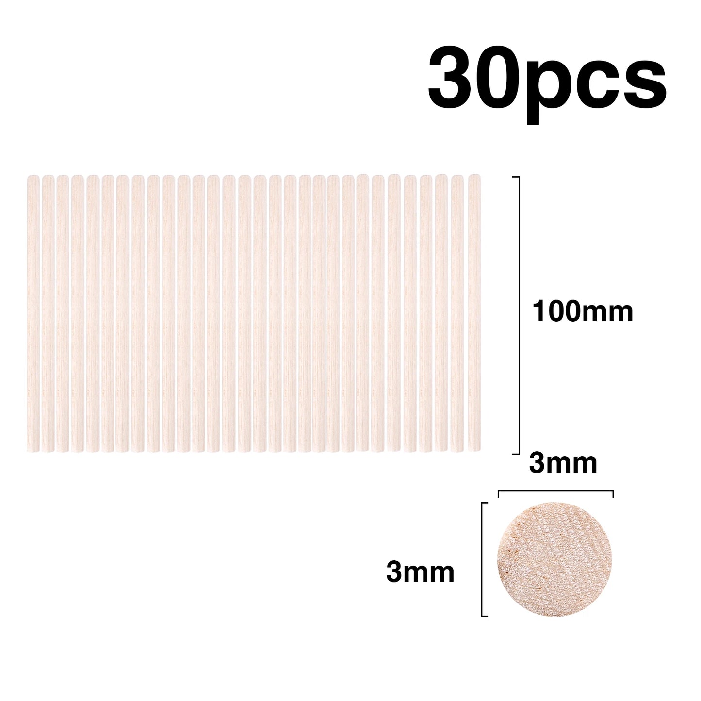 Balsa Wood Round Sticks – 3–30 pcs/Lot, 3–12mm Diameter, 10–50cm Length for Model Building