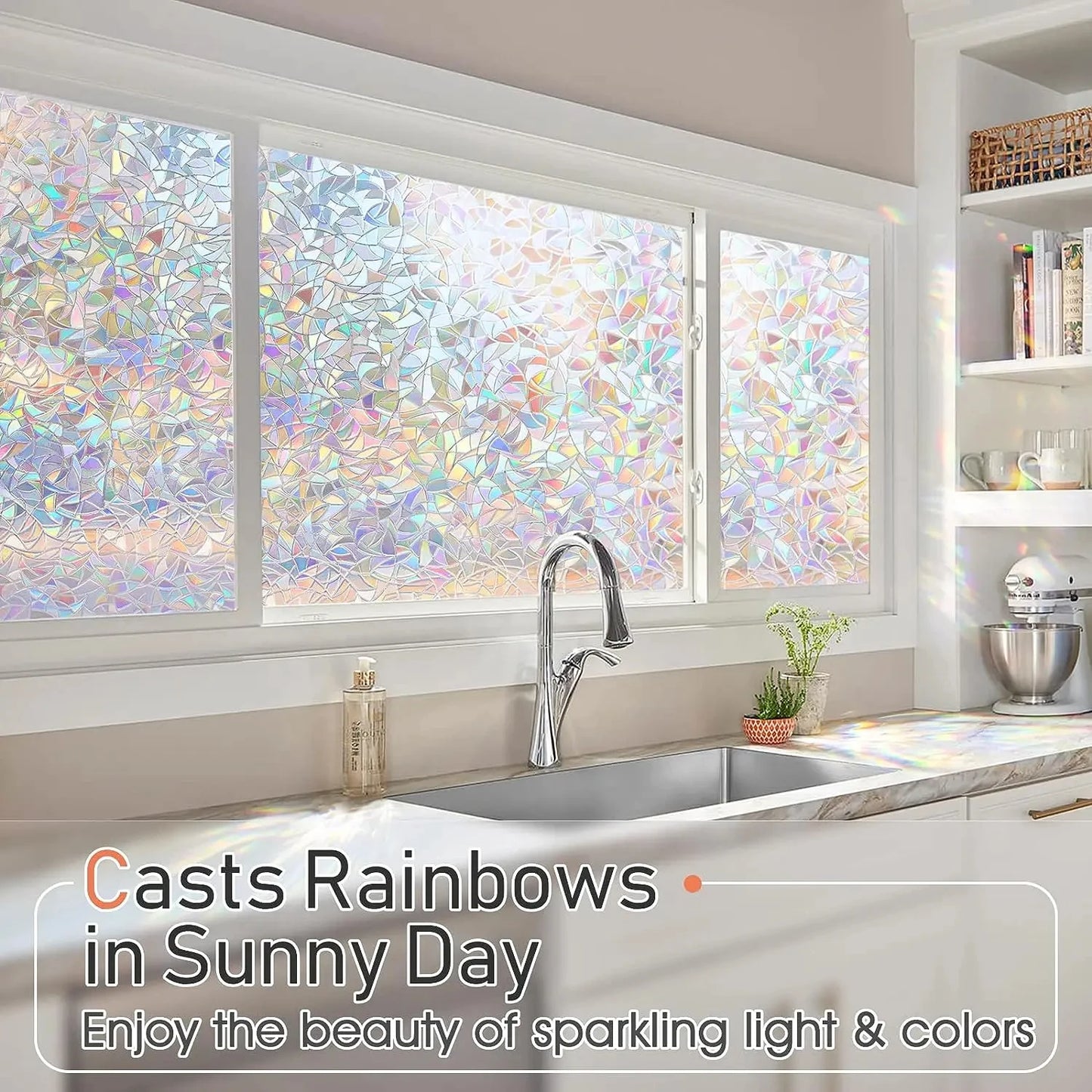 3D Frosted Stained Glass Window Film – Static Cling for Shower