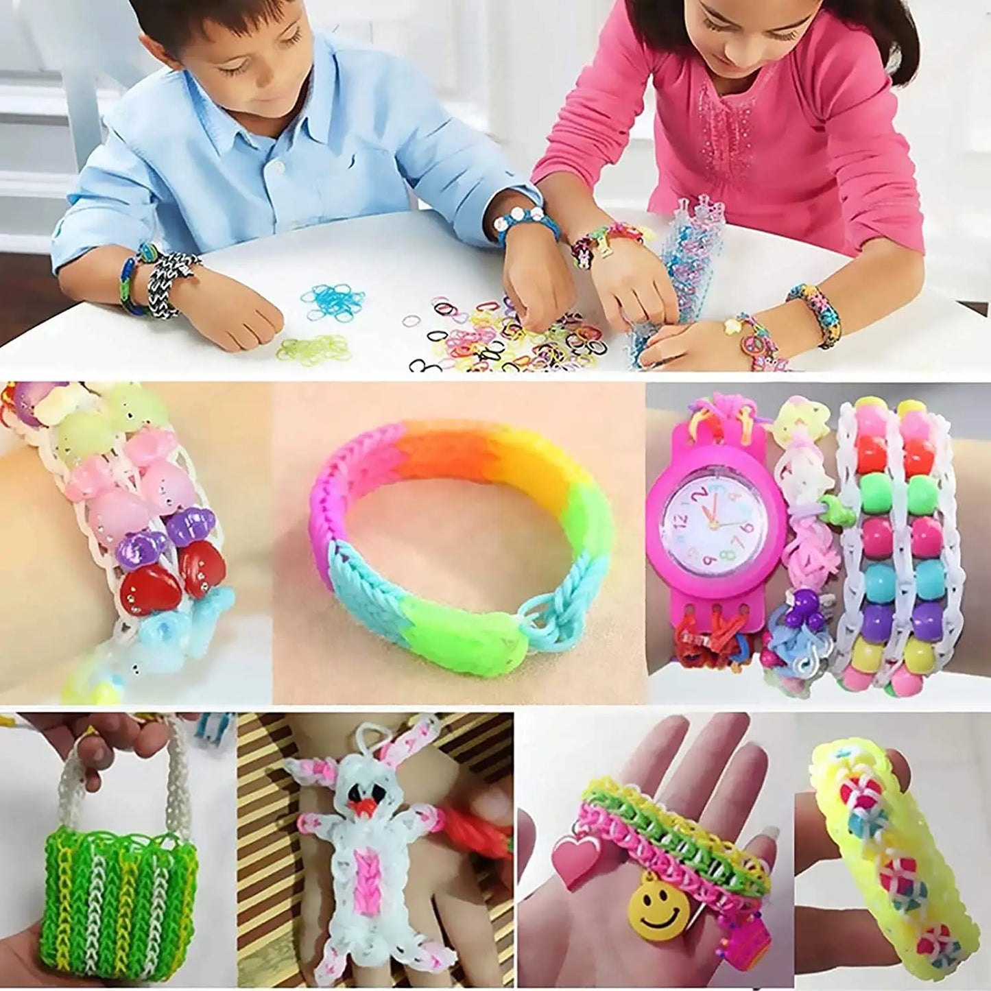 600Pcs Loom Bands 12 Colors DIY Bracelet Making Kids Gift