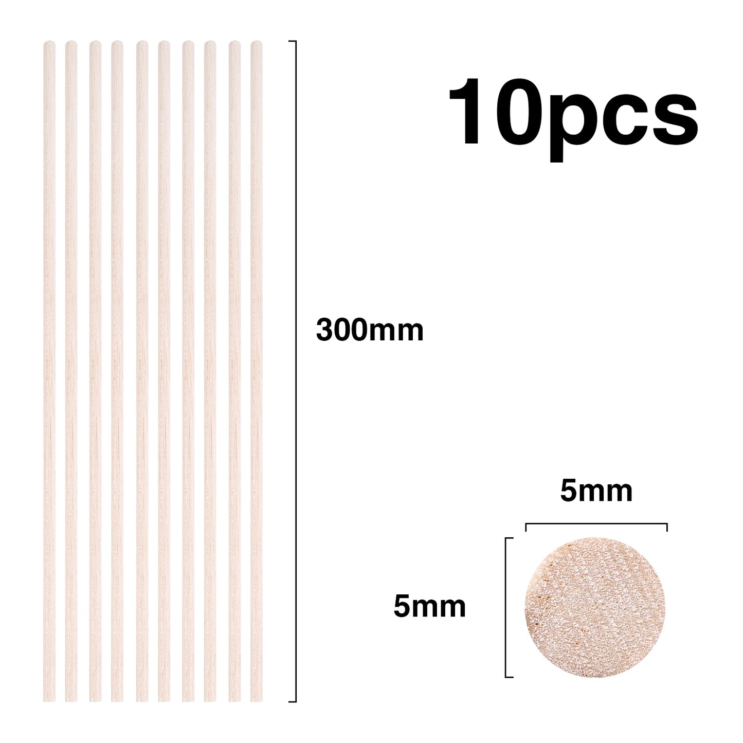 Balsa Wood Round Sticks – 3–30 pcs/Lot, 3–12mm Diameter, 10–50cm Length for Model Building