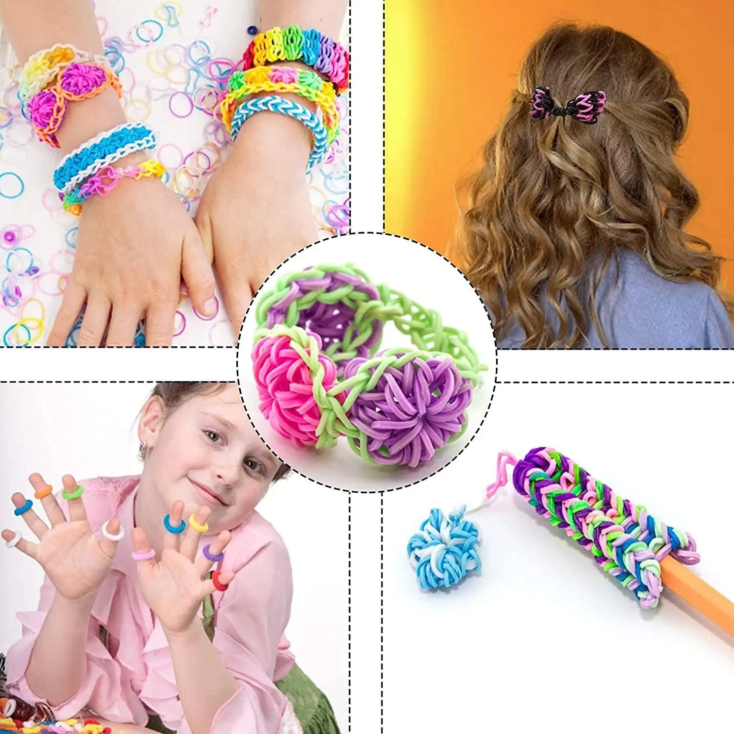 600Pcs Loom Bands 12 Colors DIY Bracelet Making Kids Gift